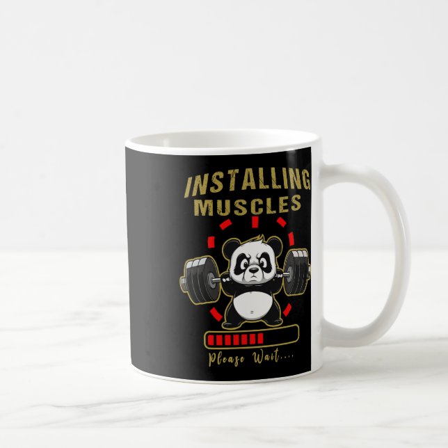 Funny installiert Muscle Panda Weight Lifting Barb Kaffeetasse (Rechts)