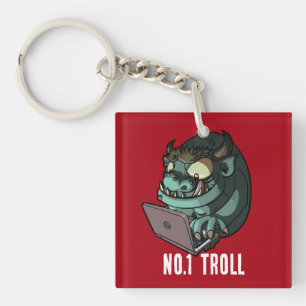 Funny Internet Troll Nummer 1 Troll Laptop Cartoon Schlüsselanhänger