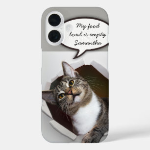 Funny Interrupting Cat Personalisierte Nachricht iPhone 16 Hülle