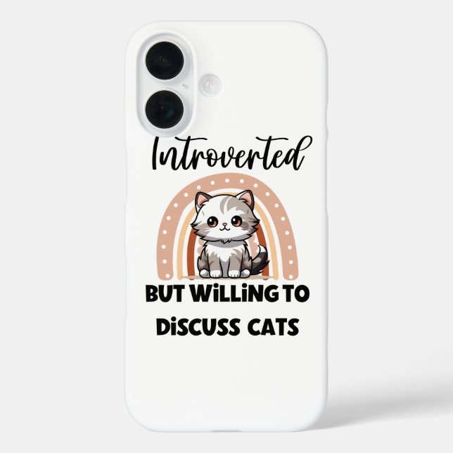 Funny Introvert Cat Lover Quote iPhone 16 Hülle (Rückseite)