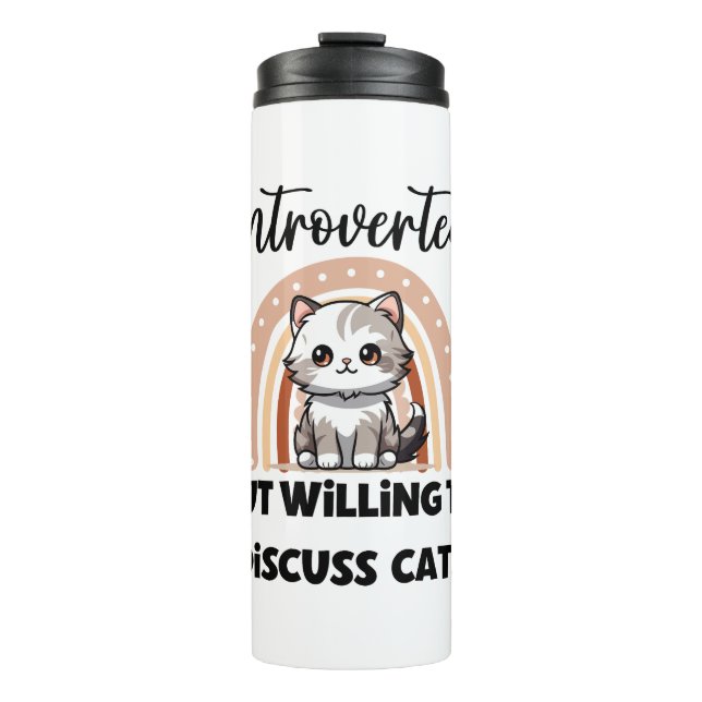 Funny Introvert Cat Lover Quote Thermosbecher (Vorderseite)
