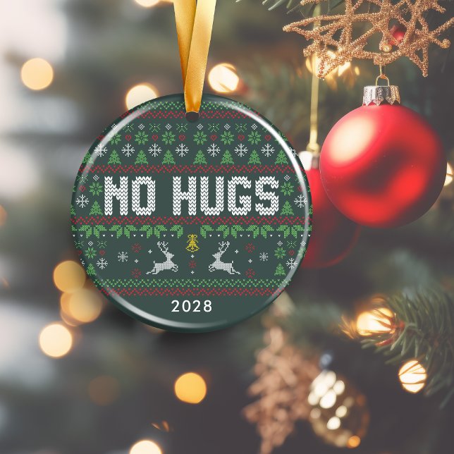 Funny Introvert No Hugs Ugly Weihnachtssüßer Keramik Ornament (Funny Introvert No Hugs Ugly Christmas Sweater Ceramic Ornament)