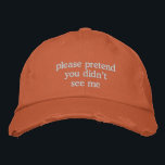 Funny Introvert Sassy Antisocial Spaß Snark Bestickte Baseballkappe<br><div class="desc">Dieser bedrückte rostorange Papa hat bestickten weißen Text, der perfekt die Stimmung eines jeden, der unbemerkt bleiben will, einfängt. Mit seinem Vintagen Ambiente und seinem selbstbewussten Spaß ist es das ultimative Accessoire für Introvertierte, antisoziale Errungenschaften oder die Vermeidung von Überraschungsläufen. Ideal für lässige Tage, gemütliche Outfits oder Geschenke an jemanden,...</div>