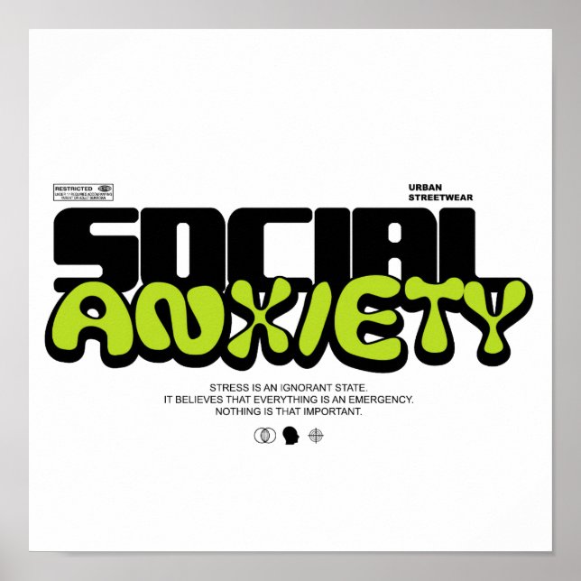Funny Introvert "Social Anxiety" Quote Poster (Vorne)