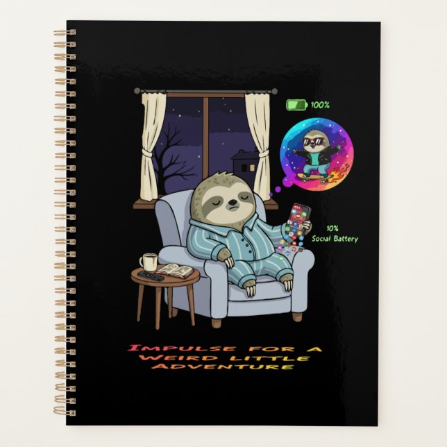 Funny Introvertieren Sloth Low Social Battery Adve Planer (Vorderseite)