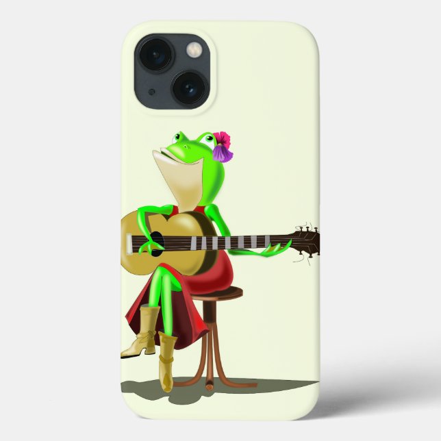 Funny iPhone Case mit Frog Playing Guitar (Rückseite)