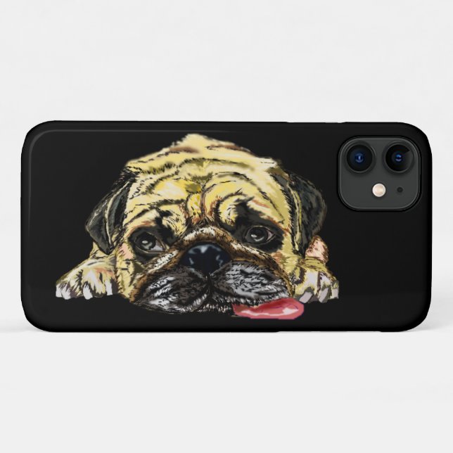 Funny iPhone Case mit Mops Dog - Ihre Farben (Rückseite (Horizontal))