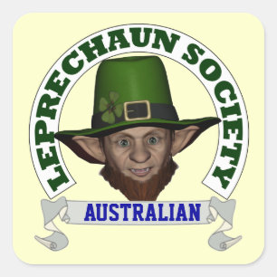 Funny Irish AUSTRALIAN Leprechaun Society Quadratischer Aufkleber