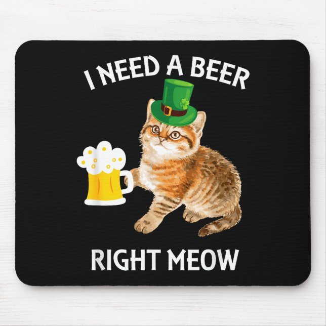 Funny Irish Beer Cat St Patricks Day Drinking With Mousepad (Vorne)