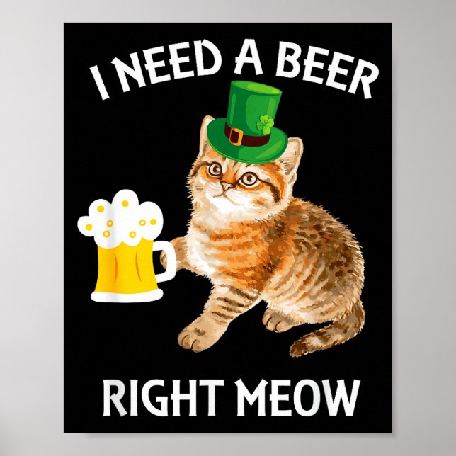 Funny Irish Beer Cat St Patricks Day Drinking With Poster (Vorne)