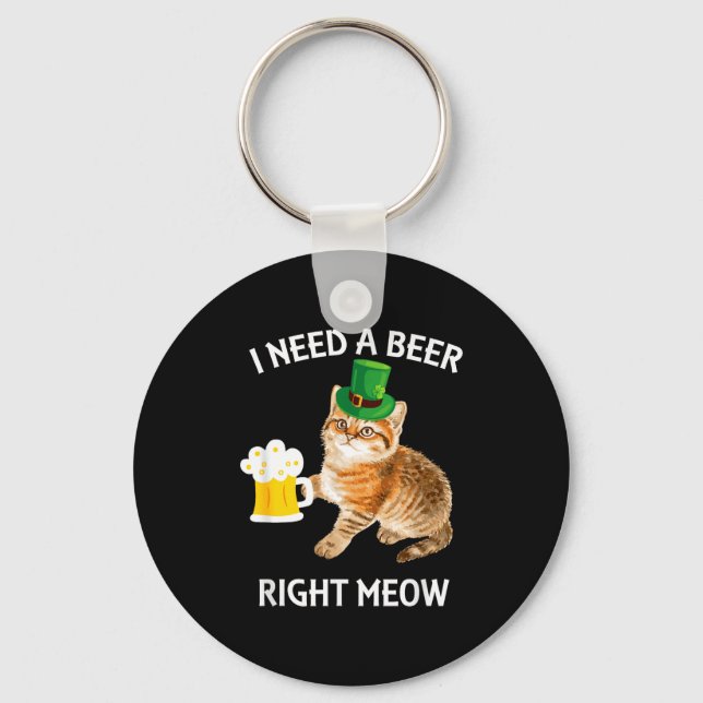Funny Irish Beer Cat St Patricks Day Drinking With Schlüsselanhänger (Vorderseite)