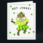 Funny Irish Birthday Karte<br><div class="desc">Niedliche irische Geburtstagskarte mit einer niedlichen Katze,  die den irischen Jig tanzt,  und einem originellen Geburtstagsgedicht.</div>