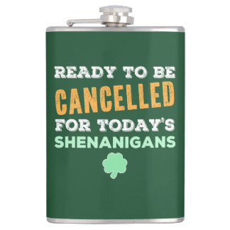 Funny Irish Drinking Shenanigans storniert Zitat Flachmann