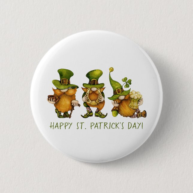 Funny Irish Gnomes Happy St Patrick's Day Button (Vorderseite)