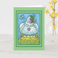 FUNNY IRISH HEN, GRÜNE EIER UND KLEEBLATT NIEDLICH