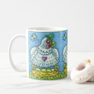 FUNNY IRISH HEN, GRÜNE EIER UND KLEEBLÄTTER NIEDLI KAFFEETASSE