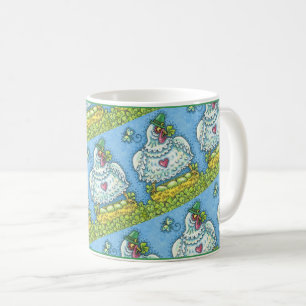FUNNY IRISH HEN, GRÜNE EIER UND KLEEBLÄTTER NIEDLI KAFFEETASSE