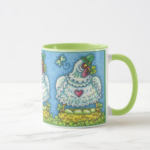 FUNNY IRISH HEN, GRÜNE EIER UND KLEEBLÄTTER NIEDLI TASSE