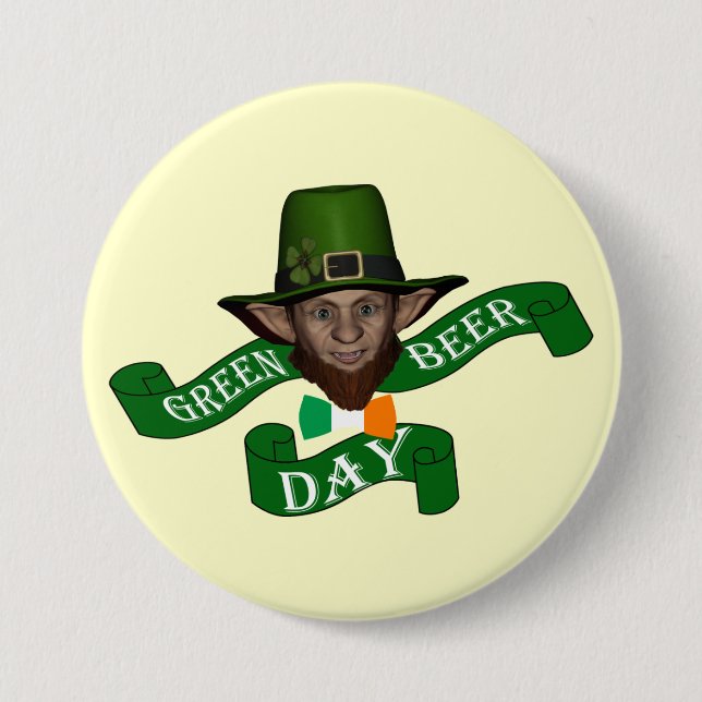 Funny Irish Leprechaun Button (Vorderseite)