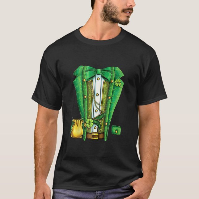 Funny Irish Leprechaun Kostüm Anzug Tuxedo St Patr T-Shirt (Vorderseite)