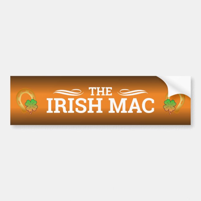FUNNY IRISH MAC | WEISSER Text auf ORANGE Autoaufkleber (Vorne)