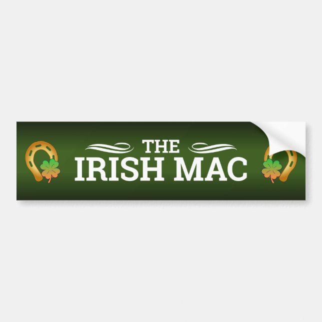 FUNNY IRISH MAC | WHITE Text on GREEN Autoaufkleber (Vorne)