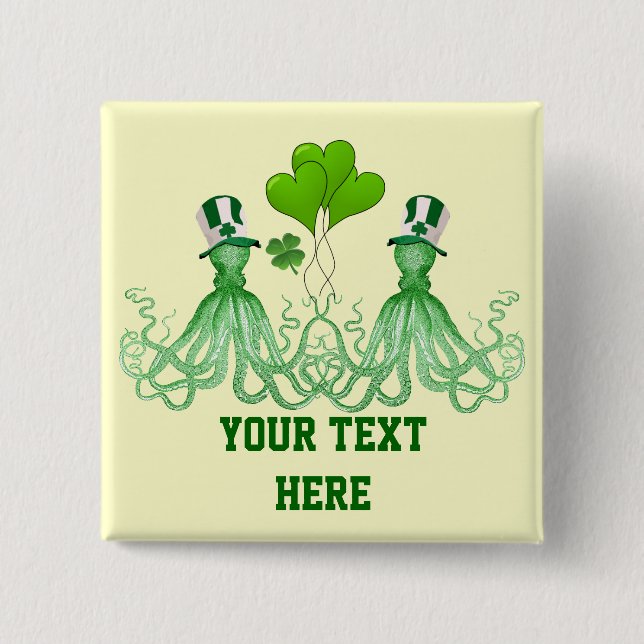 Funny Irish octopi St Patrick's Day Button (Vorderseite)