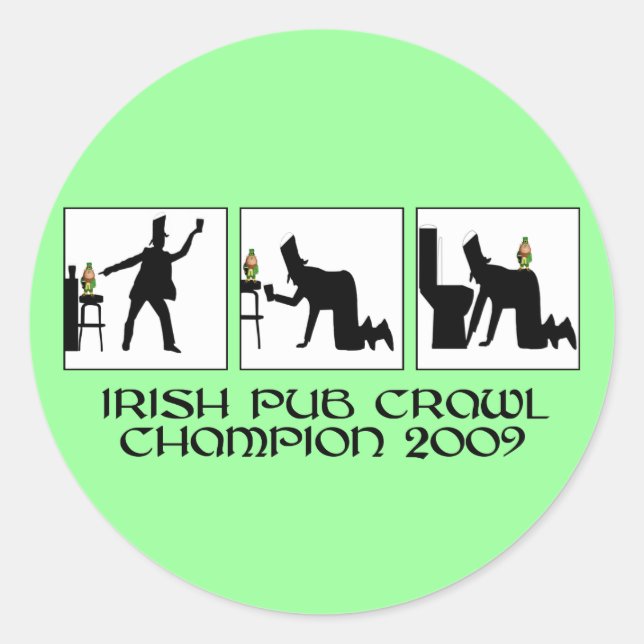 Funny Irish Pub Crawl Runder Aufkleber (Vorderseite)