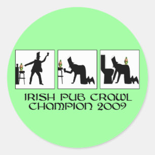 Funny Irish Pub Crawl Runder Aufkleber