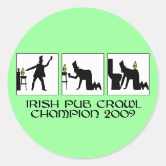 Funny Irish Pub Crawl Runder Aufkleber