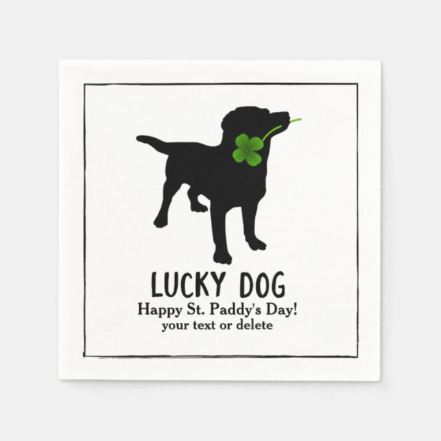 Funny Irish St. Patrick's Day Black Lab Lucky Dog Serviette (Vorderseite)