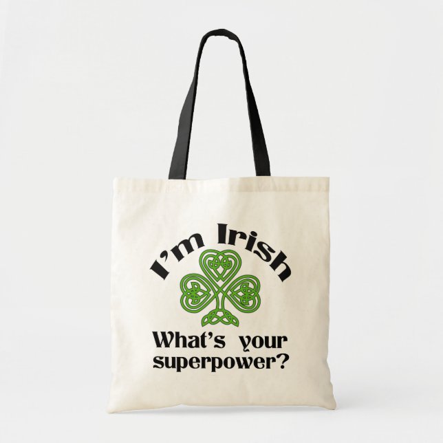 Funny Irish Superpower Kleeblatt Tragetasche (Vorne)