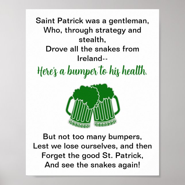 Funny Irish Toast St. Patrick's Day Poster (Vorne)
