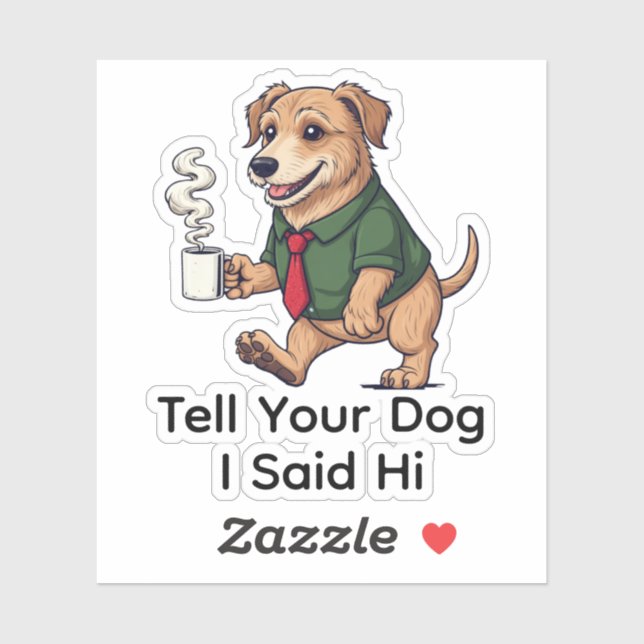 Funny Irish Wolfhound Dog Business Suit Coffee  Aufkleber (Blatt)