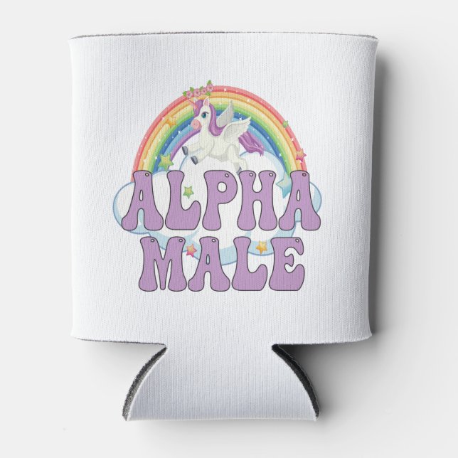 Funny Ironic Alpha Male Unicorn Regenbogen Magisch Dosenkühler (Vorderseite)