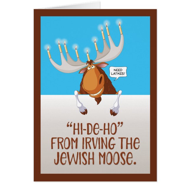 Funny "Irving the jüdischen Elch" Hanukah Card (Vorne)