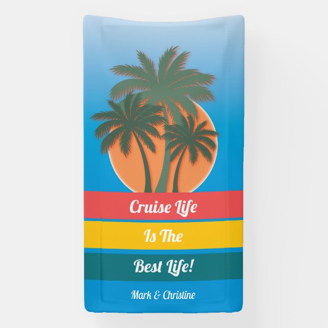 Funny Island Beach Kreuzfahrtschiff Türdekoration Banner (Vertikal)