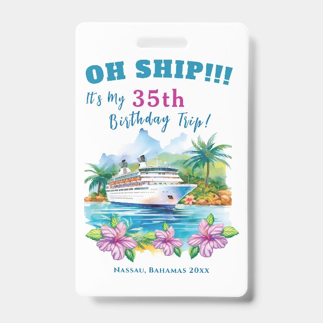 Funny Island Cruise Ship Birthday Ausweis (Vorderseite)
