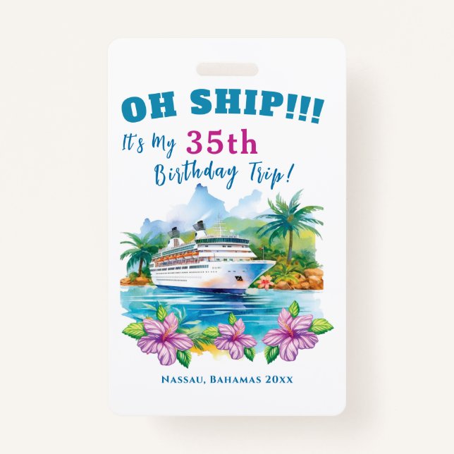 Funny Island Cruise Ship Birthday Ausweis (Vorderseite)
