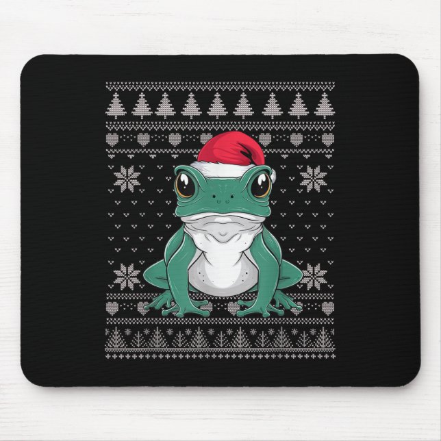Funny Ison Dart Frog Ugly Christmas Sweater Santa Mousepad (Vorne)