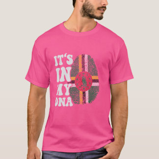 Funny ist es in meiner DNA Dominica Flag Fingerpri T-Shirt