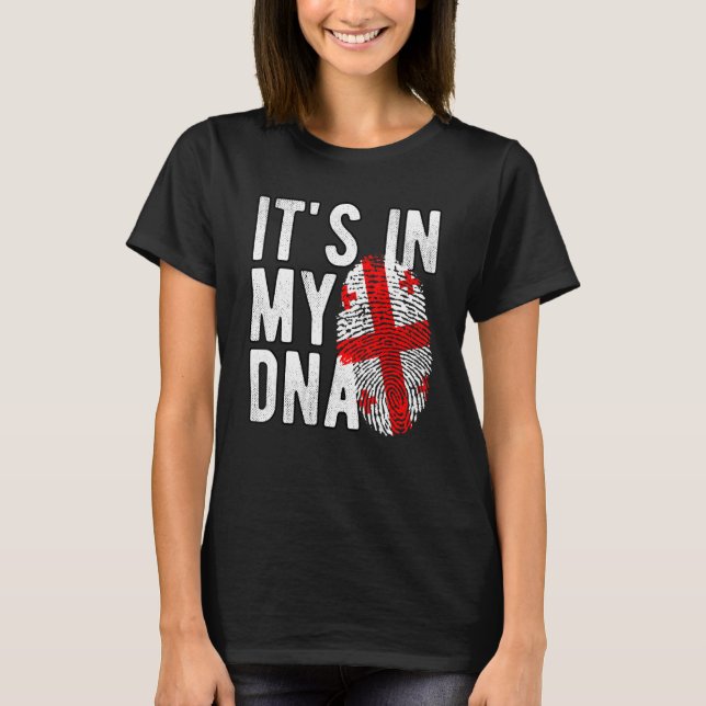 Funny ist es in meiner DNA Georgia Flag Fingerprin T-Shirt (Vorderseite)