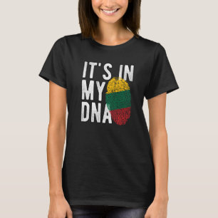 Funny ist es in meiner DNA Litauen Flagge Fingerpr T-Shirt