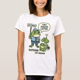 Funny IT Frog T - Shirt - "Buffering" Technischer 