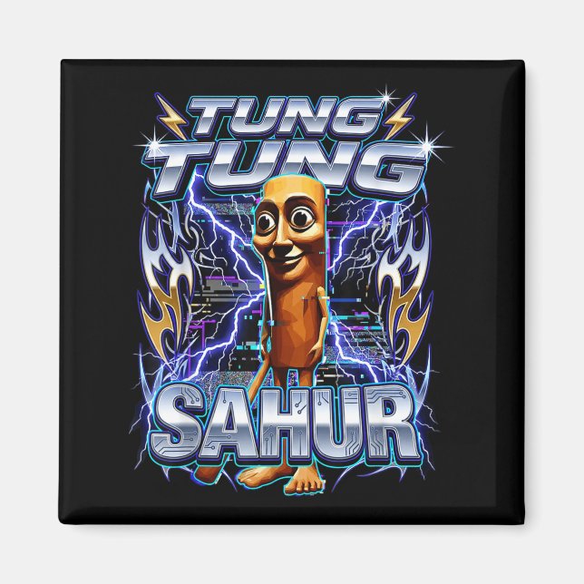 Funny Italian Brainrot Tung Tung Tung Sahur  Magnet (Vorne)