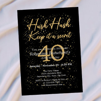 Funny It's A Secret Black Gold 40th Birthday Einladung