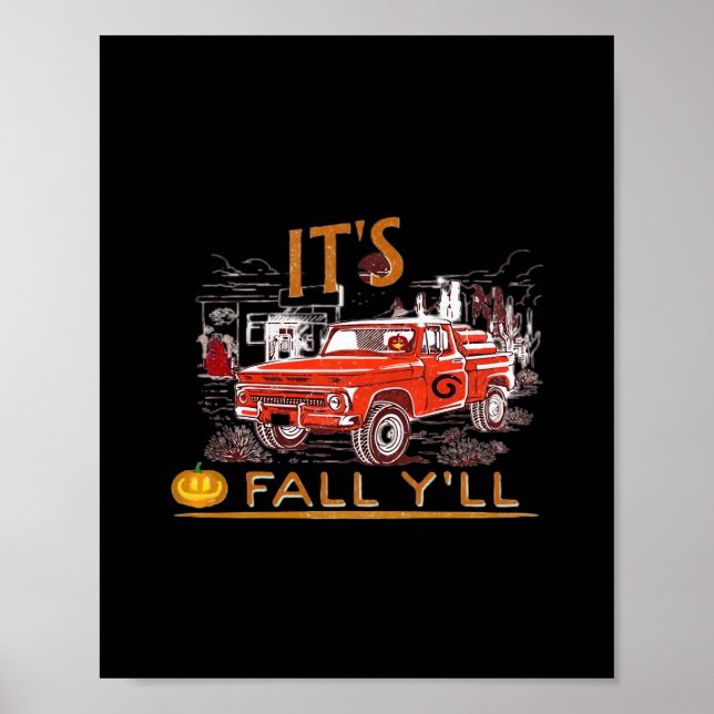 Funny It's Fall Y'all Niedlich Gnomes Pumpkin Poster (Vorne)
