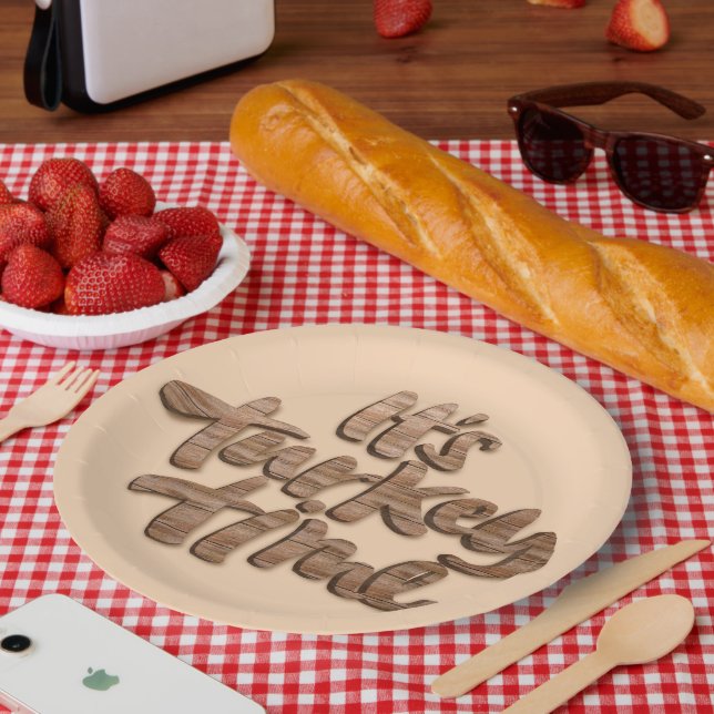 Funny It's Turkey Time Erntedank Dinner Sprichwort Pappteller (Picknick)