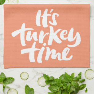 Funny It's Turkey Time Erntedank Lettering Geschirrtuch