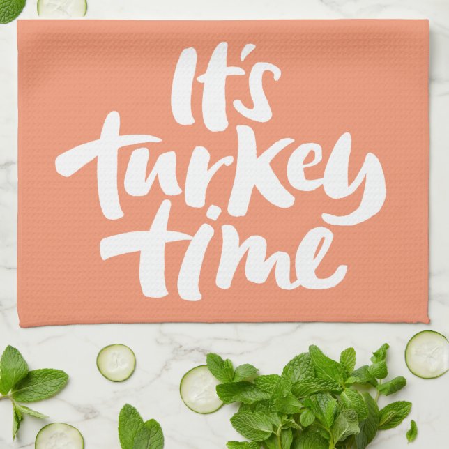 Funny It's Turkey Time Erntedank Lettering Geschirrtuch (Gefaltet)